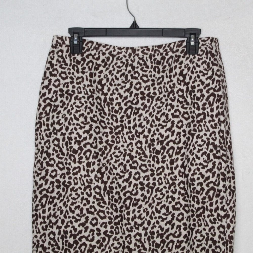 J.Crew womens pencil skirt size 6 animal print knee length linen blend career - Picture 3 of 10